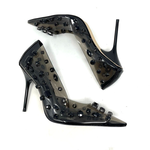 Good American Jeweled Emma Heels Size 7.5 Light Smoke GSH008-X - Picture 3 of 8